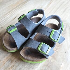 Kids Birkenstocks Gray and Green Sandals